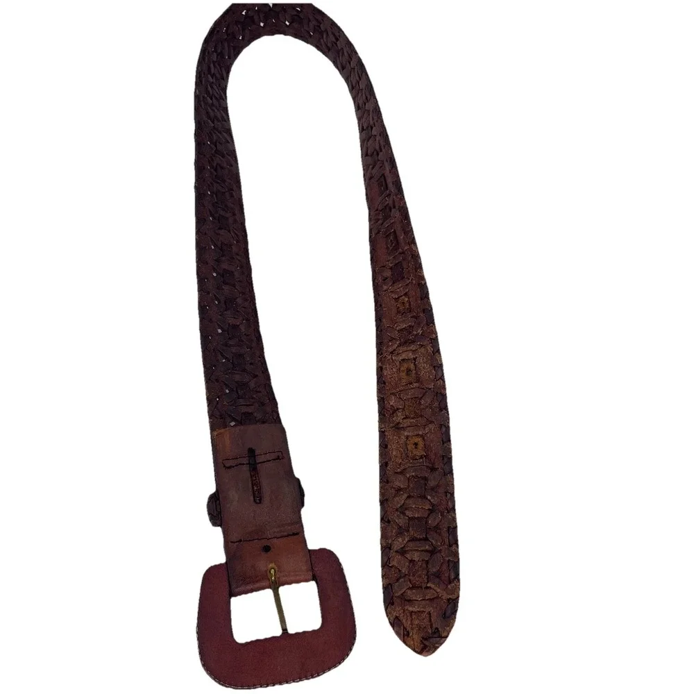 Vintage Boho Womens Leather Belt Size 22